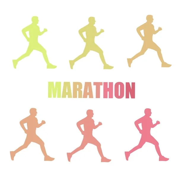 Marathon Lopen Joggen Emblemen Logo Badges Afzonderlijke Illustratie — Stockvector