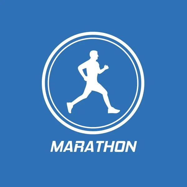 Running Marathon Jogging Emblems Logos Badges Isolated Illustration — Stock Vector