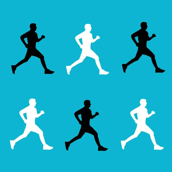 Löpning Maraton Och Jogging Emblem Logotyper Märken Isolerad Illustration — Stock vektor