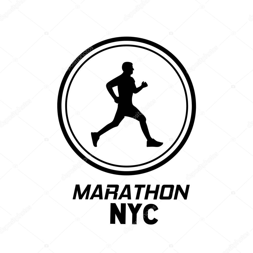 running marathon and jogging emblems, logos, badges. Isolated illustration