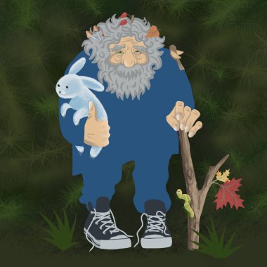 Peri masalı karakteri Cin, modern orman büyücüsü, orman bekçisi.