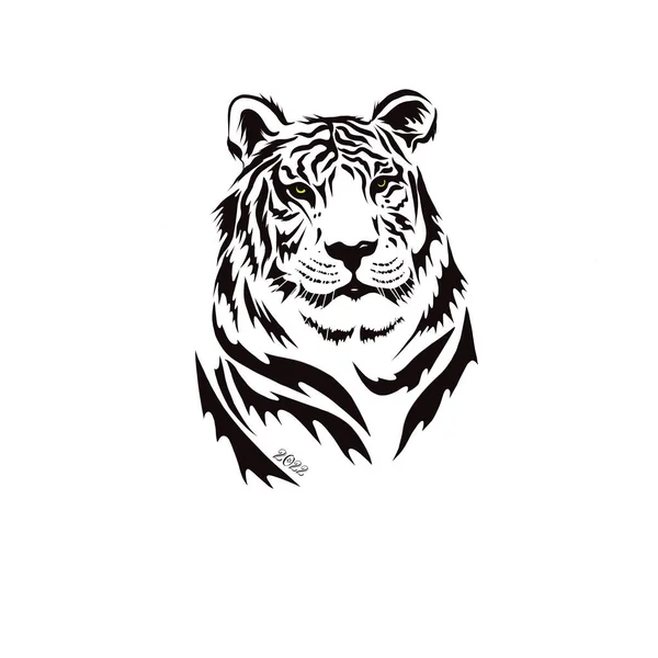 Stylized Drawing Tiger Head Symbol Coming 2022 — Stock Photo, Image