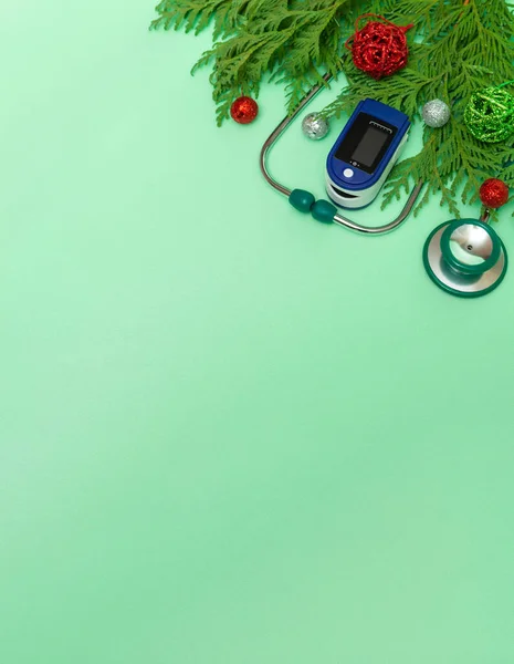 Függőleges Fénykép Orvosi Koncepció Ünneplő Karácsony Egészségügyben Top Kilátás Egy — Stock Fotó