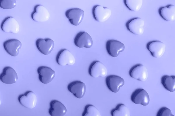 Kompozycja Walentynki Lutego Serca Płynny Wzór Bardzo Peri Kolorze Monochromatyczne — Zdjęcie stockowe