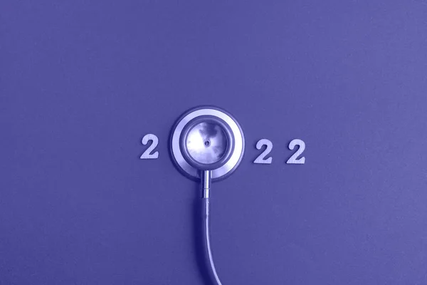 Stethoskop Nummer 2022 Auf Sehr Peri Hintergrund Kreative Idee Neuer — Stockfoto