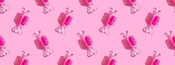 Boîte Transparente Forme Bonbons Avec Sucettes Coeur Doux Avec Ombre — Photo