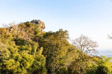 Pha Hua Sing 'in Tayland dilinde Doi Samer Dao Milli Parkı' ndaki Aslan Yüzlü Rock 'a dair işaretleri var.