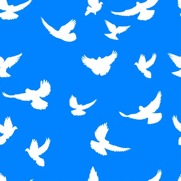 Taubenmuster Taubenrealistisch Blau Und Weiß Muster Für Dekoration Verpackung Und — Stockvektor