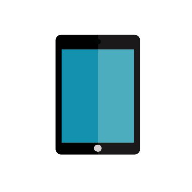 İzole ekran ile tablet ekran simgesi. Modern basit düz cihaz işareti. İnternet bilgisayar konsepti. Moda vektör modelleme sembolü, mobil uygulama. Vektör illüstrasyonu