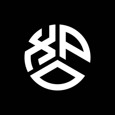 Siyah arka planda XPO harf logosu tasarımı. XPO yaratıcı harf logosu konsepti. XPO harf tasarımı.