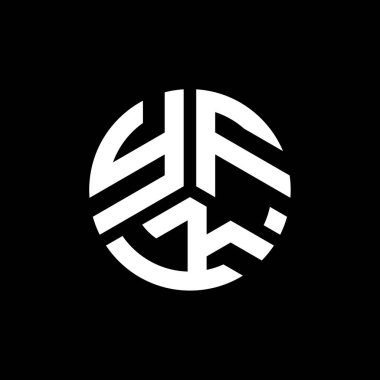 Siyah arka planda YFK harf logosu tasarımı. YFK yaratıcı harflerin baş harfleri logo kavramı. YFK harf tasarımı.
