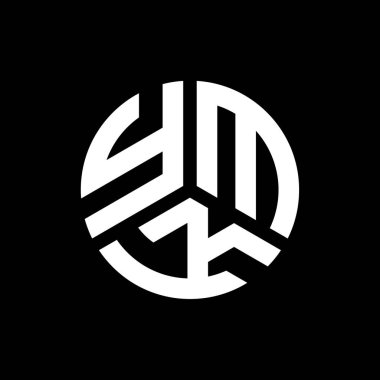 Siyah arka planda YMK harf logosu tasarımı. YMK yaratıcı harflerin baş harfleri logo kavramı. YMK harf tasarımı.