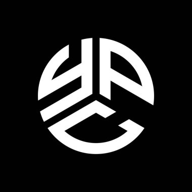 Siyah arka planda YPC harf logosu tasarımı. YPC yaratıcı harflerin baş harfleri logo kavramı. YPC harf tasarımı.