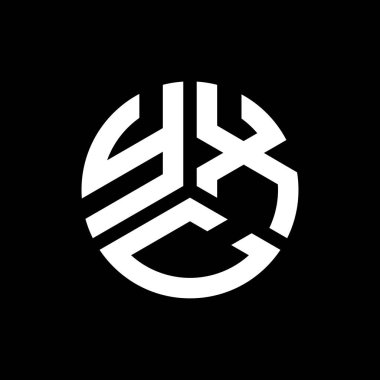 Siyah arkaplanda YXC harf logosu tasarımı. YXC yaratıcı harflerin baş harfleri logo kavramı. YXC harf tasarımı.