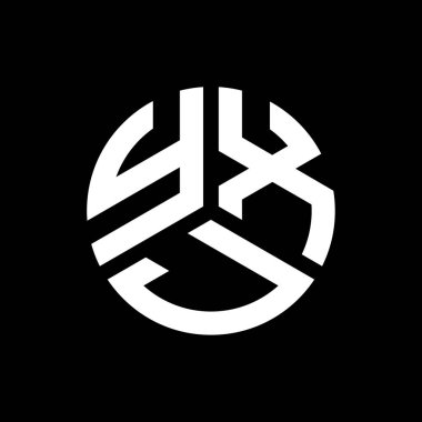 Siyah arka planda YXJ harf logosu tasarımı. YXJ yaratıcı harflerin baş harfleri logo kavramı. YXJ harf tasarımı.