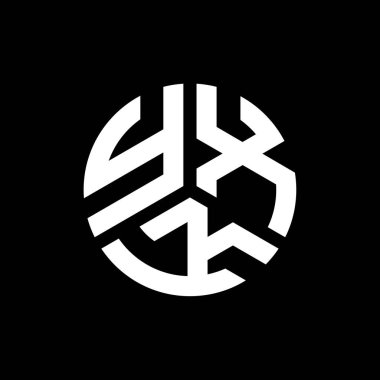 Siyah arkaplanda YXK harf logosu tasarımı. YXK yaratıcı harflerin baş harfleri logo kavramı. YXK harf tasarımı.