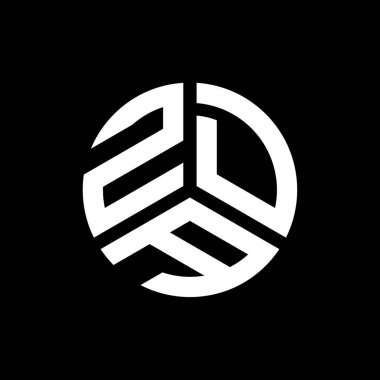 Siyah arka planda ZDA harf logosu tasarımı. ZDA yaratıcı harf logosu konsepti. ZDA harf tasarımı.