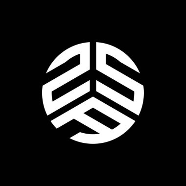 Siyah arka planda ZSA harf logosu tasarımı. ZSA yaratıcı harflerin baş harfleri logo kavramı. ZSA harf tasarımı.