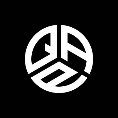 Siyah arkaplan üzerine QAP harf logosu tasarımı. QAP yaratıcı harflerin baş harfleri logo kavramı. QAP harf tasarımı