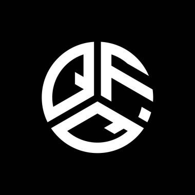 QFQ harfi logo tasarımı siyah arkaplan üzerine. QFQ yaratıcı harflerin baş harfleri logo kavramı. QFQ harf tasarımı.