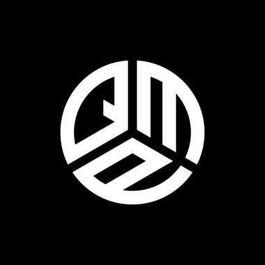 Siyah arkaplanda QMP harf logosu tasarımı. QMP yaratıcı harflerin baş harfleri logo kavramı. QMP harf tasarımı.