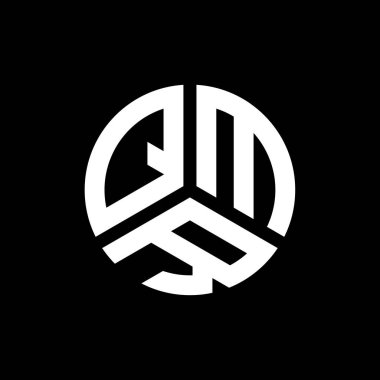 Siyah arkaplanda QMR harfi logo tasarımı. QMR yaratıcı harflerin baş harfleri logo kavramı. QMR harf tasarımı.