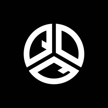 QOQ harfi logo tasarımı siyah arkaplan üzerine. QOQ yaratıcı harflerin baş harfleri logo kavramı. QOQ harf tasarımı.