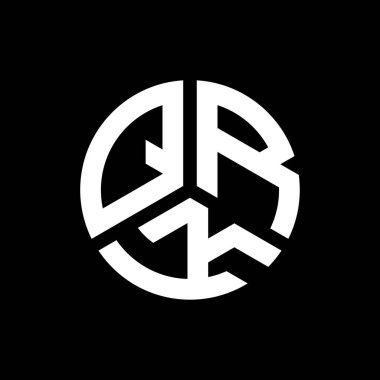 Siyah arkaplanda QRK harf logosu tasarımı. QRK yaratıcı harflerin baş harfleri logo kavramı. QRK harf tasarımı.
