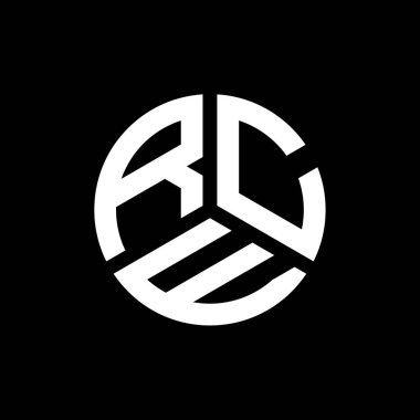Siyah arka planda RCE harf logosu tasarımı. RCE yaratıcı harflerin baş harfleri logo kavramı. RCE harf tasarımı.