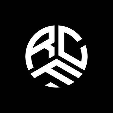 Siyah arka planda RCF harf logosu tasarımı. RCF yaratıcı harflerin baş harfleri logo kavramı. RCF harf tasarımı.