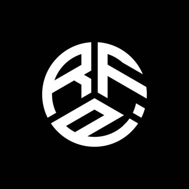 Siyah arka planda RFP harf logosu tasarımı. RFP yaratıcı harflerin baş harfleri logo kavramı. RFP harf tasarımı.