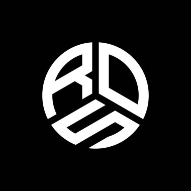 Siyah arka planda ROS harfi logo tasarımı. ROS yaratıcı harflerin baş harfleri logo konsepti. ROS harf tasarımı.