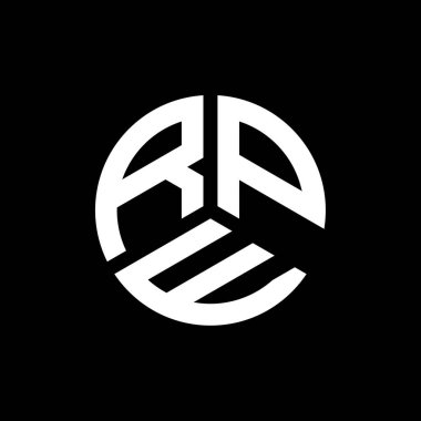 Siyah arka planda RPE harf logosu tasarımı. RPE yaratıcı harflerin baş harfleri logo kavramı. RPE harf tasarımı.