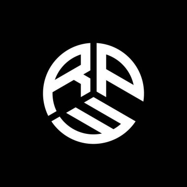 Siyah arka planda RPW harf logosu tasarımı. RPW yaratıcı harflerin baş harfleri logo kavramı. RPW harf tasarımı.