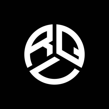 Siyah arka planda RQU harf logosu tasarımı. RQU yaratıcı harflerin baş harfleri logo kavramı. RQU harf tasarımı.