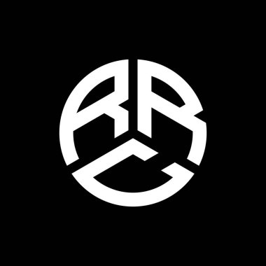 Siyah arka planda RRC harf logosu tasarımı. RRC yaratıcı harflerin baş harfleri logo kavramı. RRC harf tasarımı.