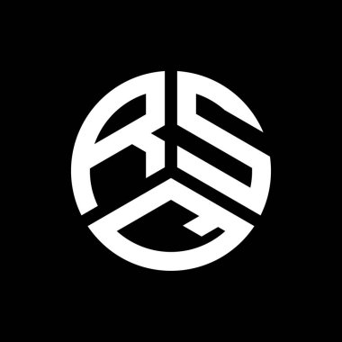 Siyah arka planda RSQ harfi logo tasarımı. RSQ yaratıcı harflerin baş harfleri logo kavramı. RSQ harf tasarımı.