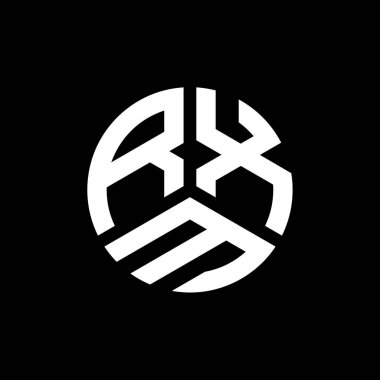 Siyah arkaplanda RXM harf logosu tasarımı. RXM yaratıcı harflerin baş harfleri logo kavramı. RXM harf tasarımı.