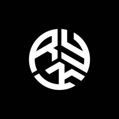 Siyah arka planda RYK harf logosu tasarımı. RYK yaratıcı harflerin baş harfleri logo kavramı. RYK harf tasarımı.