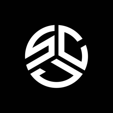 Siyah arka planda SCJ harf logosu tasarımı. SCJ yaratıcı harflerin baş harfleri logo kavramı. SCJ harf tasarımı.