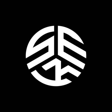 SEK harfi logo tasarımı siyah arkaplan üzerine. SEK yaratıcı harflerin baş harfleri logo kavramı. SEK harf tasarımı.