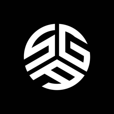 Siyah arka planda SGA harf logosu tasarımı. SGA yaratıcı harflerin baş harfleri logo kavramı. SGA harf tasarımı.