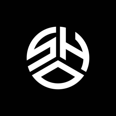 Siyah arka planda SHO harf logosu tasarımı. SHO yaratıcı harf logosu konsepti. SHO harf tasarımı.