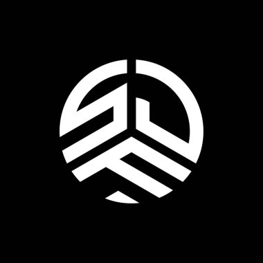 Siyah arka planda SJF harf logosu tasarımı. SJF yaratıcı harflerin baş harfleri logo kavramı. SJF harf tasarımı.