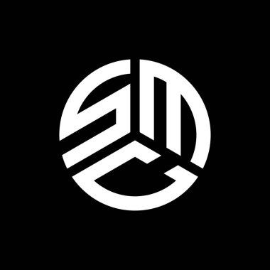 Siyah arka planda SMC harf logosu tasarımı. SMC yaratıcı harflerin baş harfleri logo kavramı. SMC harf tasarımı.