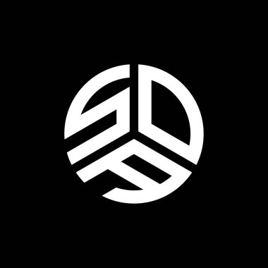 Siyah arka planda SOA harf logosu tasarımı. SOA yaratıcı harflerin baş harfleri logo kavramı. SOA harf tasarımı.