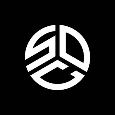 Siyah arka planda SOC harf logosu tasarımı. SOC yaratıcı harflerin baş harfleri logo kavramı. SOC harf tasarımı.