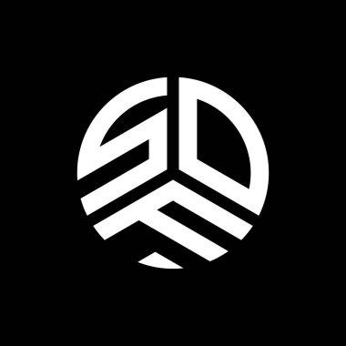 Siyah arkaplanda SOF harf logosu tasarımı. SOF yaratıcı harflerin baş harfleri logo kavramı. SOF harf tasarımı.