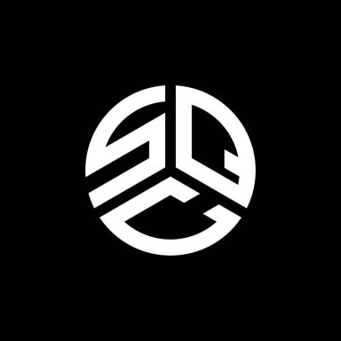 Siyah arkaplan üzerine SQC harf logosu tasarımı. SQC yaratıcı harflerin baş harfleri logo kavramı. SQC harf tasarımı.