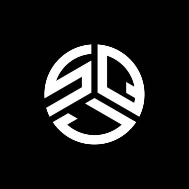 Siyah arkaplanda PrintSQJ harf logosu tasarımı. SQJ yaratıcı harflerin baş harfleri logo kavramı. SQJ harf tasarımı.